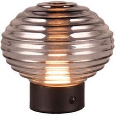 Rl live your light reality earl - lampe de table - noir mat - incl. 1x smd 2w - fonction tactile - rechargeable - sans fil - verre fumé