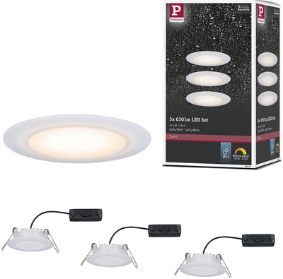 Paulmann premium Lampe encastrable LED dim to warm suon basic set ip44 rond 90 mm 3x5w 3x450lm 230v dimmable dim to warm satiné, blanc