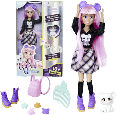 Simba - poupée mannequin kawai hi cora 26cm - avec accessoires et animal inclus