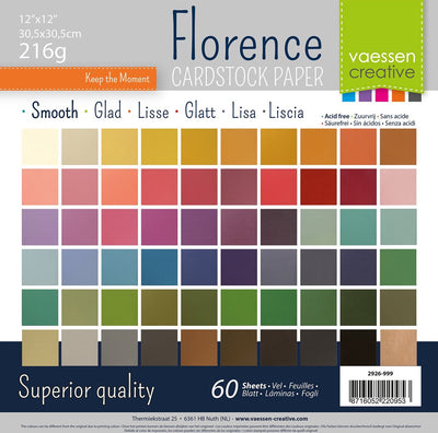 Papier cartonné Florence - assortiment - 305x305mm - texture lisse - 216g - 60 feuilles