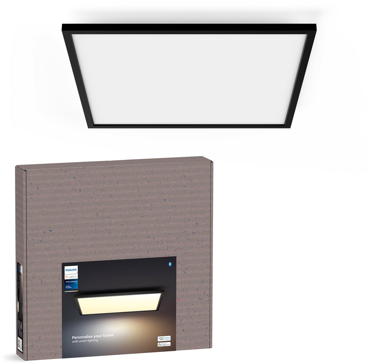 Lampe à panneau Philips Hue Aurelle – lumière blanche chaude à froide – noir – carré grand