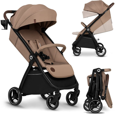 Poussette Lionelo Ingrid - poussette jusqu'à 22 kg - système de pliage automatique - roues EVA 360° - auvent XXL avec UPF50+ - dossier et repose-pieds réglables - panneau de ventilation panoramique - porte-gobelet et panier