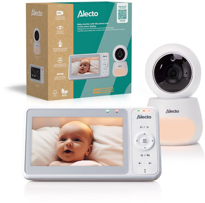 Babyphone avec caméra Alecto - collection pro - caméra HD - grand écran 5 pouces - télécommandé - extensible à 4 caméras - veilleuse - DVM2050 - blanc