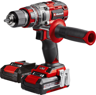 Perceuse-visseuse à percussion sans fil professionnelle Einhell TP-CD 18 80 li-i bl kit - power x-change - 18 v li-ion - avec fonction impact - 2 vitesses - 80 nm - moteur sans balais - incl. 2x batterie 2,0 Ah et chargeur, étui