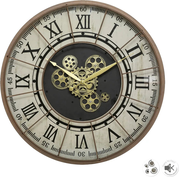 Atmosphera horloge murale horloge murale stella mare - métal vintage - dia 57 cm - métal verre - marron clair - horloges de luxe