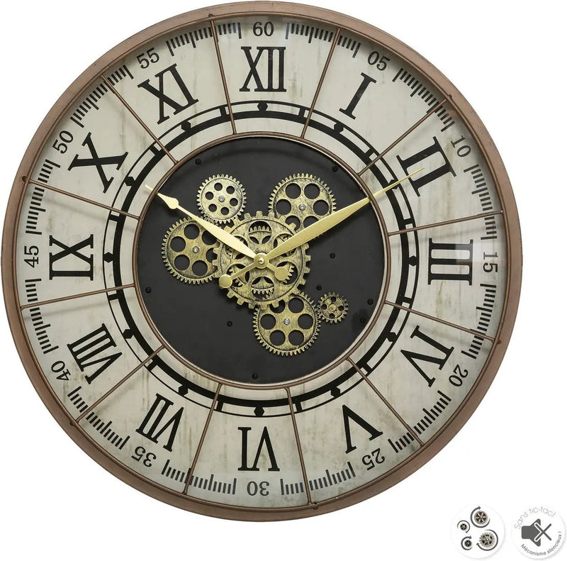 Atmosphera horloge murale horloge murale stella mare - métal vintage - dia 57 cm - métal verre - marron clair - horloges de luxe