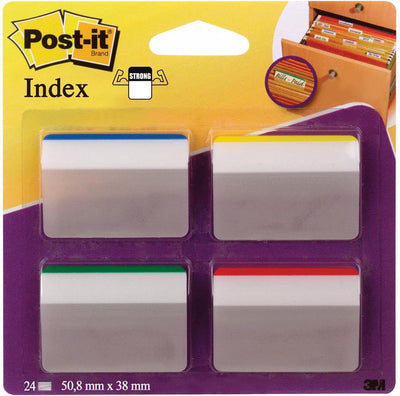 Post-it ® index fort - pour dossiers suspendus - bleu, vert, rouge, jaune