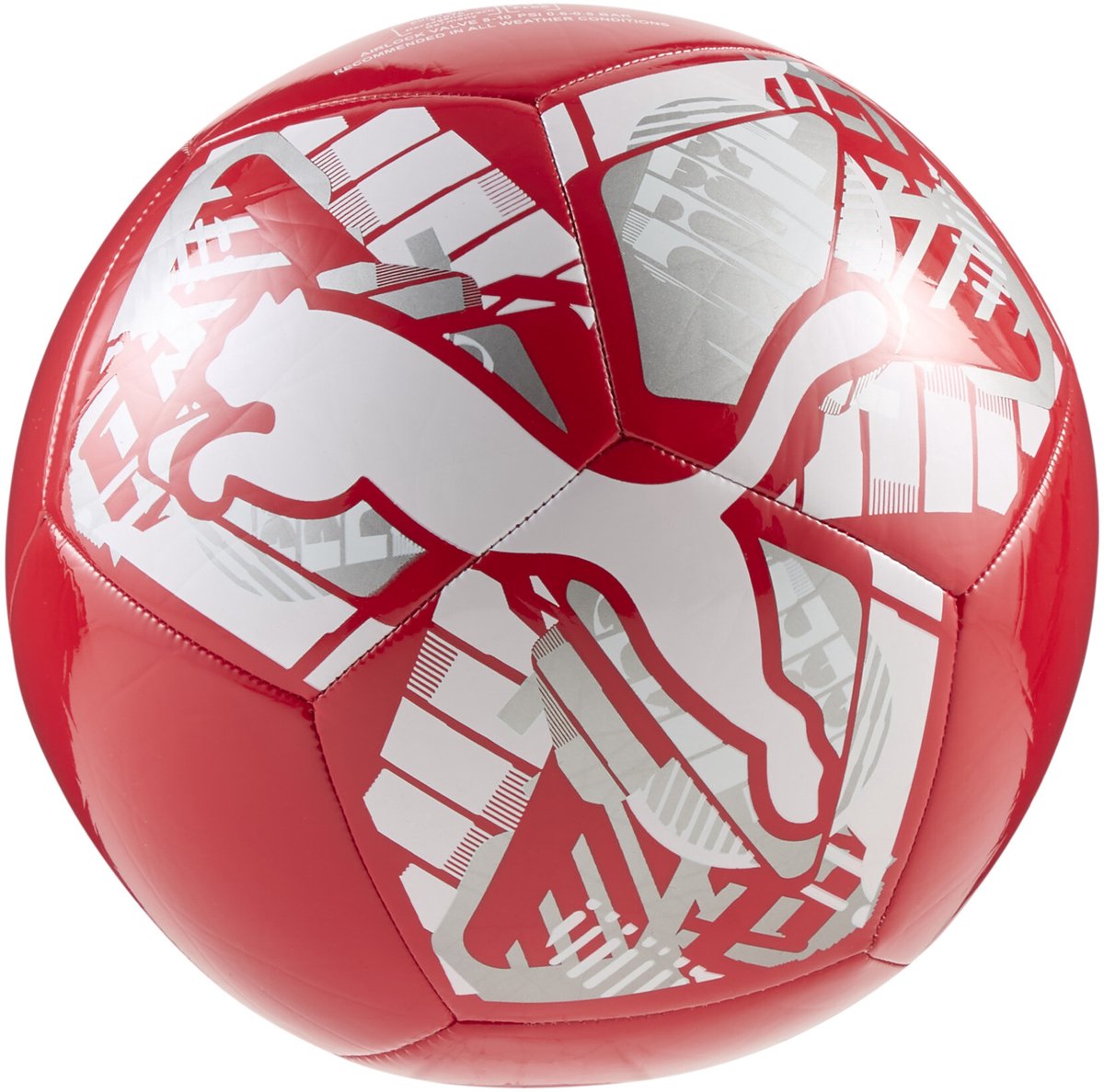 Ballon de football unisexe Puma Big Cat Ball - rouge- blanc- argent