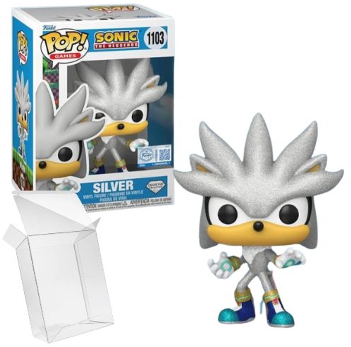 Funko-pop ! - jeux : sonic - argent #1103 diamant