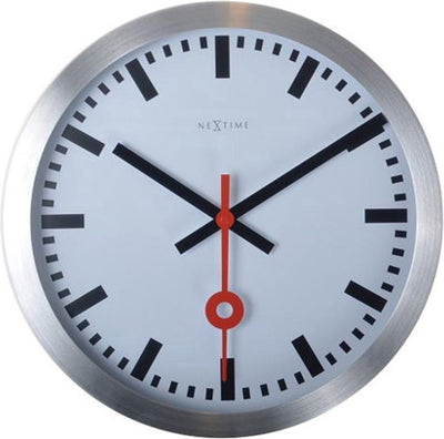 Nextime Nextime NE-3999st Wall Clock Slide. 35 cm, en aluminium brossé, # 039; Station # 039;