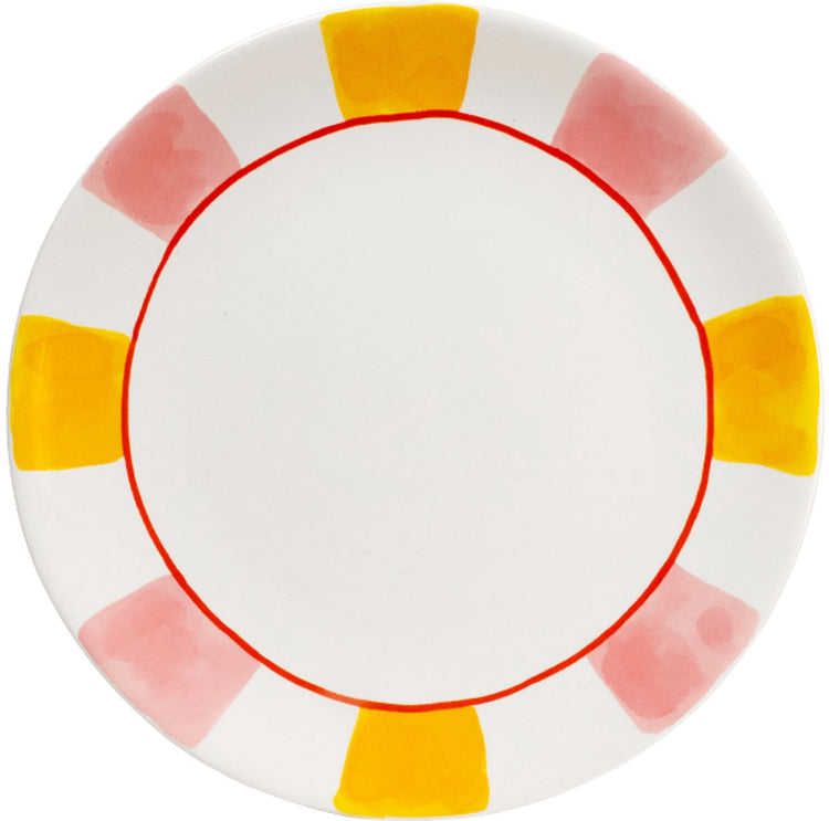 Blond Amsterdam, qui rattrape les rayures du quotidien : assiette 26 cm rose jaune