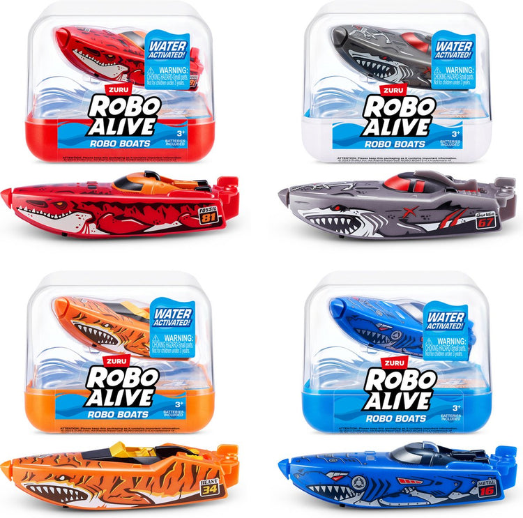 Robo Alive Robo Boats - Bateau activé par l'eau - Jouets d'extérieur - 1 exemplaire - Course de bateaux