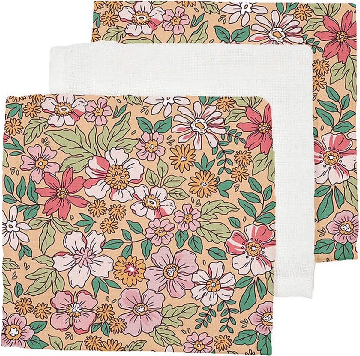 Fleur | Tissons hydrophiles multicolores 25 x 25 cm - 3 pièces