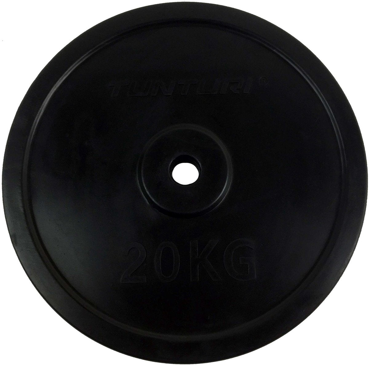 Plaque de poids Tunturi - poids d'haltères - 1x 20kg - 30mm - caoutchouc - incl. application de remise en forme gratuite