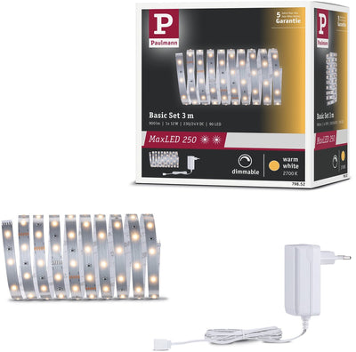 Paulmann maxled 250 bande led set de base 3m 2700k 3m 12w 300lm m 30 leds m 2700k 24va