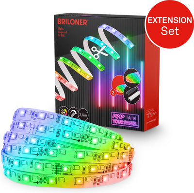 Briloner pimp your panel - kit d'extension bande LED 2,6 m - 8023252 - kit d'extension rgb - pimp your panel - peut être raccourci - autocollant - extensible - 262,5 x 1 cm
