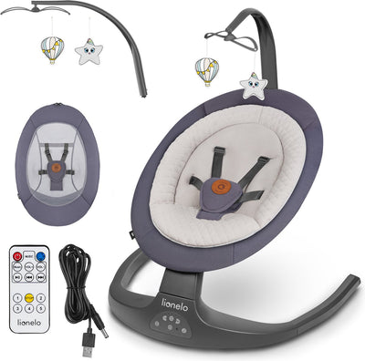 Lionelo ralf - balançoire bébé premium - 2en1 - 5 vitesses de balançoire automatiques - 0 à 9kg