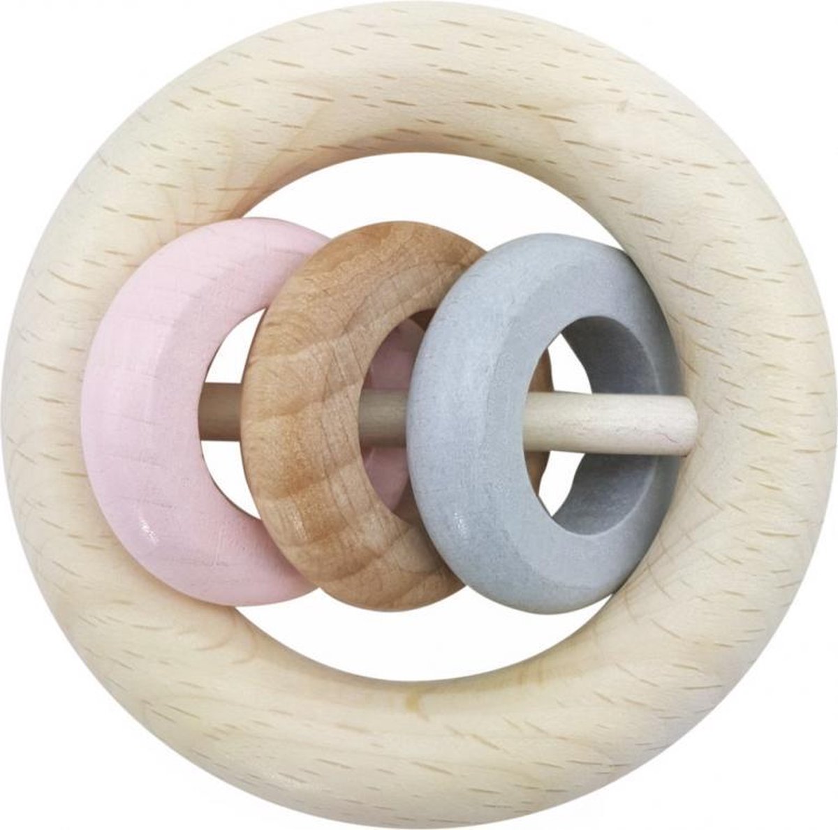 Hochet Hess avec 3 anneaux (rose naturel)