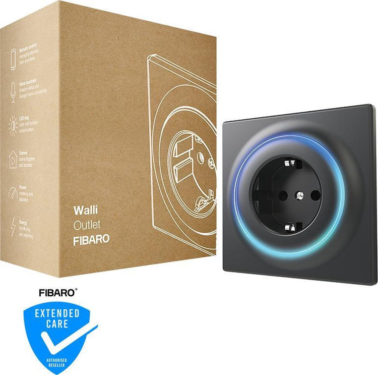 Prise Fibaro walli type f - prise intelligente intégrée pour NL - anthracite - z-wave plus