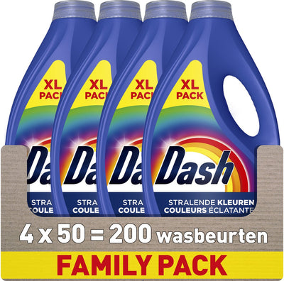 Lessive liquide Dash Washing Power - couleurs brillantes - 4 x 50 lavages