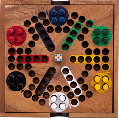 Engelhart ludo 6 joueurs – jeu de société en bois – bois d'acacia écologique – jeu classique ne dérange pas les gens – jeu familial -