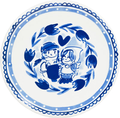 Assiette petit déjeuner Amsterdam blond, blond de Delft, tulipe 22cm