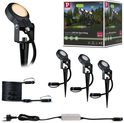 Paulmann plug Shine Spots de jardin LED Sting Kit de base sans insectes IP67 2200K 3x6,3W 75VA anthracite