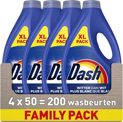 Lessive liquide Dash - plus blanche que blanche - 4 x 50 lavages