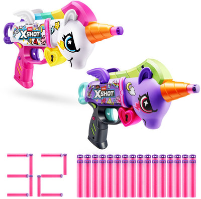 Ensemble Xshot blastercorn blanc et violet - zuru unicorn toy blaster 2-pack