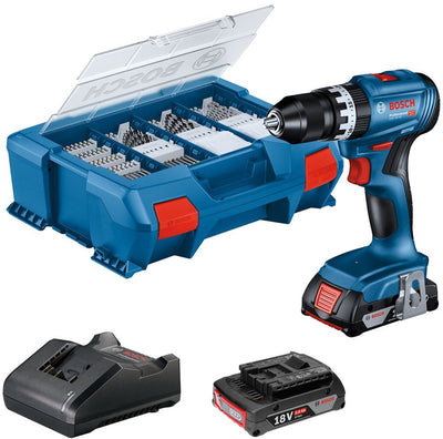 Visseuse à percussion sans fil Bosch professional gsb 18v-45 - 2x gba 18v 2,0 ah - chargeur gal 18v-20 - 82 accessoires