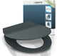 Abattant WC Schütte 82704 slim anthracite - duroplast - super fin - fermeture amortie - cliquable - charnières en acier inoxydable - capacité de charge jusqu'à 175 kg - laqué - anthracite