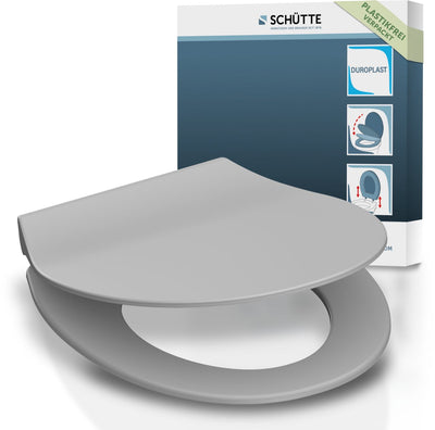 Abattant WC Schütte 82702 slim gris - duroplast - super fin - fermeture amortie - cliquable - charnières en acier inoxydable - capacité de charge jusqu'à 175 kg - laqué - gris