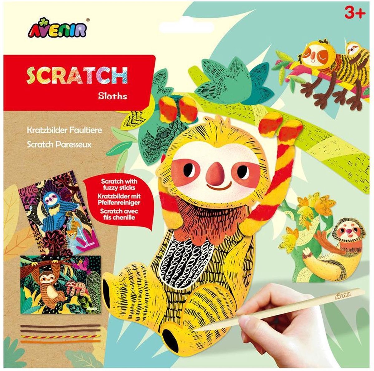 Avenir scratch and craft - paresseux - avec cure-pipes - jeu créatif - 3+