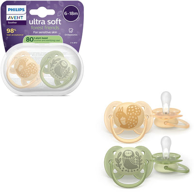 Philips avent ultra soft – sucette en silicone super douce (6-18 mois) – pour peaux sensibles – 2 pièces - scf091 46