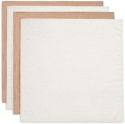 Jollein - tissu hydrophile petit 70x70cm - lange - coton doux - 4 pièces - biscuit ivoire