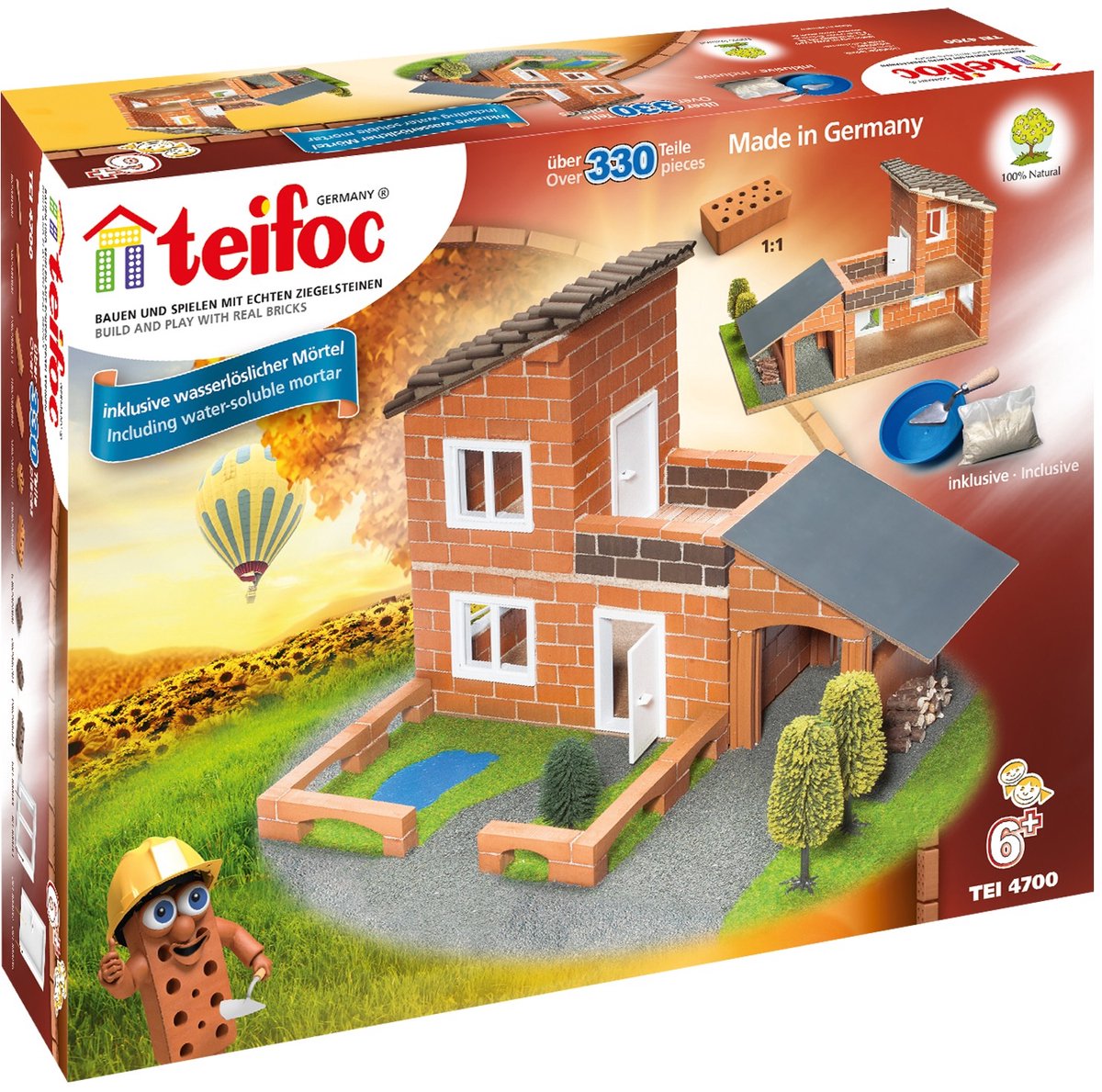 Kit de construction Teifoc ® - villa de luxe avec garage - comprenant cuve à ciment, truelle et ciment