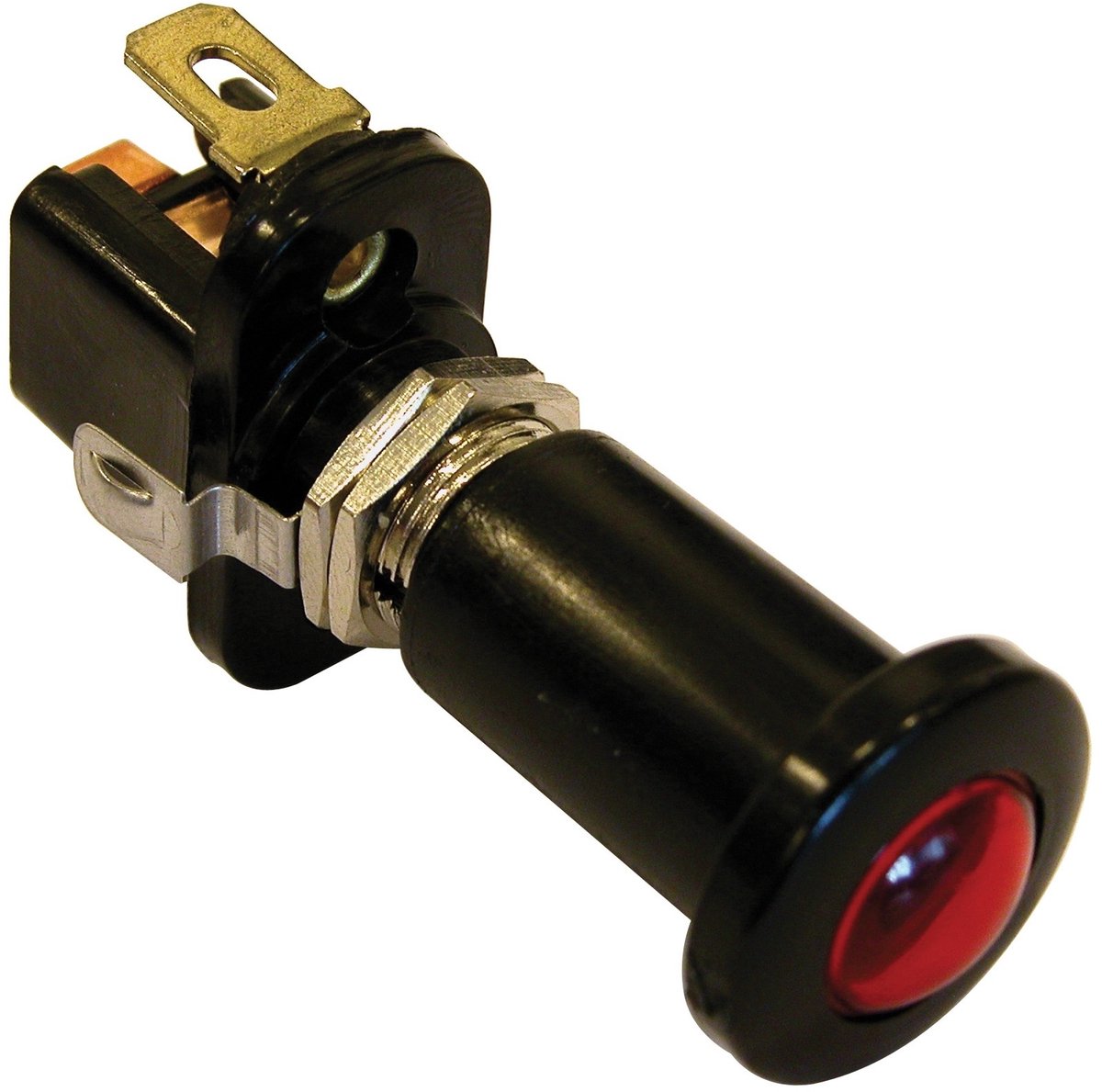 Interrupteur à tirette Carpoint avec indicateur rouge - interrupteur intégré 12 V - interrupteur à tirette lumineux - design compact - noir