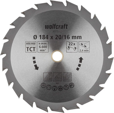 Wolfcraft - lame de scie circulaire 184x16mm - 22 dents - lame de scie pour scie circulaire - série verte - 6373000
