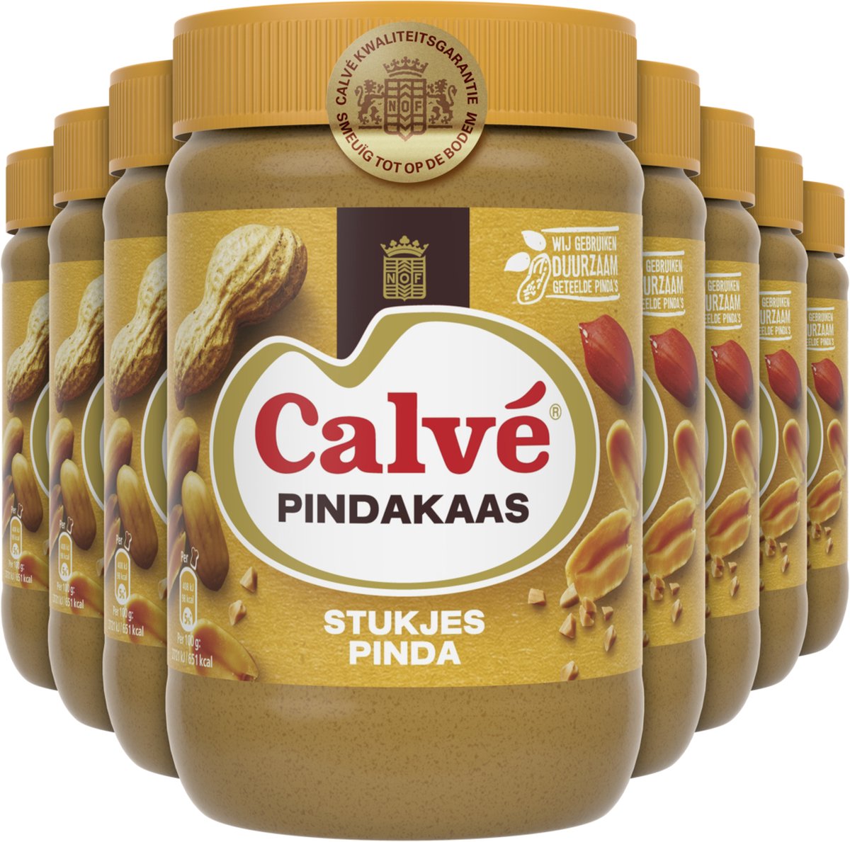 Beurre de cacahuète Calvé - morceaux de cacahuètes - crémeux jusqu'au fond - 12 x 650 g