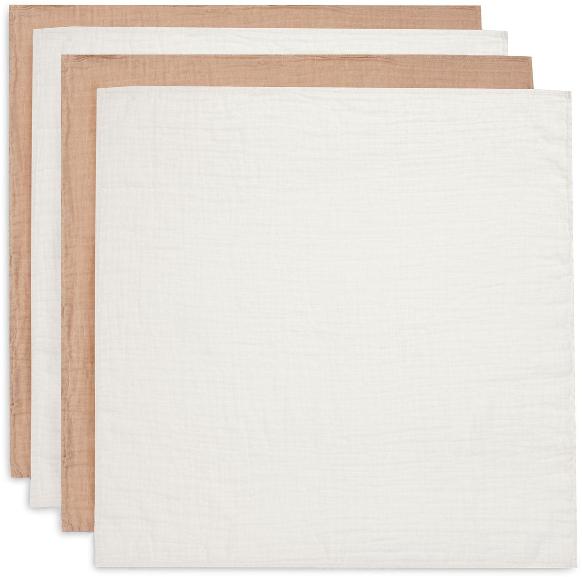 Jollein - tissu hydrophile petit 70x70cm - lange - coton doux - 4 pièces - biscuit ivoire