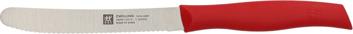 Couteau rouge Zwilling twin grip universel dentelé 12 cm 38095-121