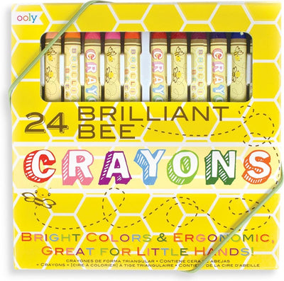 Ooly - crayons de cire d'abeille brillants - couleurs extrêmement douces et vibrantes - lot de 24 couleurs - triangulaires et ne roulent pas - convient à partir de 3 ans