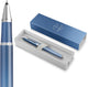 Parker j’écris des rituels stylo roller | finition bleue apaisante avec dégradé de couleurs et détails chromés | plume fine | encre noire | emballage cadeau