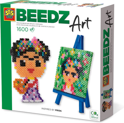 Ses creative ses - beedz art - mini artiste frida - avec mini chevalet - 1600 perles thermocollantes avec étagère