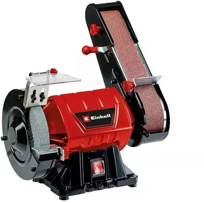 Einhell affûteuse d'établi électrique et ponceuse à bande tc-us 350 - 350 w - fonction de ponçage à bande et à disque - protection contre les étincelles - incl. disque de ponçage grossier + bande abrasive