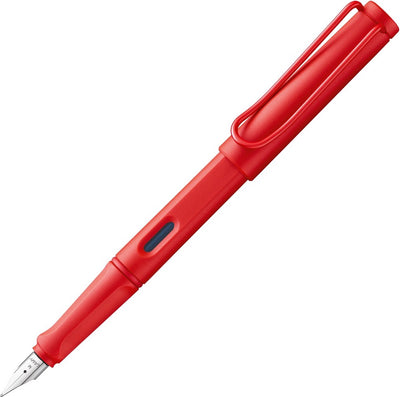 Stylo plume Lamy Safari Strawberry - stylo plume avec poignée ergonomique et plume en acier poli de largeur EF - plastique ASA robuste - avec cartouche d'encre bleue T 10