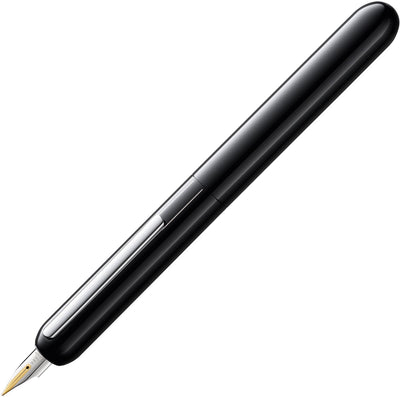 Stylo plume Lamy dialogue 3 074 - fascinant stylo plume en laque noire brillante avec mécanisme rotatif et plume en or 14 carats entièrement rétractable, partiellement platinée - taille de plume f