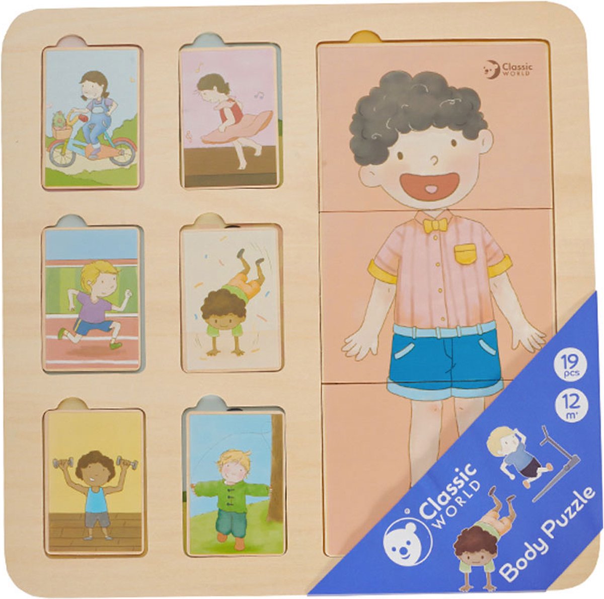 Body de puzzle de couche en bois classique, 19dlg.
