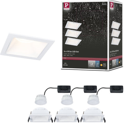 Paulmann lampe encastrable LED 3-step-dim cole coin lot de 3 ip44 angulaire 88x88 mm coin 3x6w 3x470lm 230v dimmable 2700k blanc