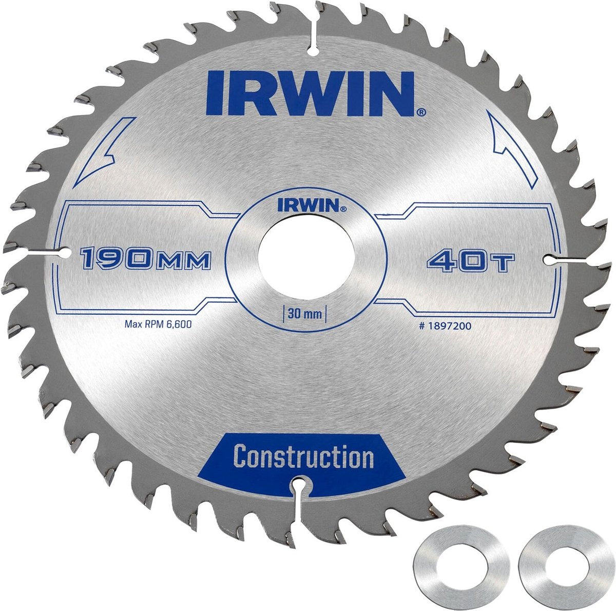 Construction Irwin - lame de scie circulaire - 190x30mm - 40 dents - widia